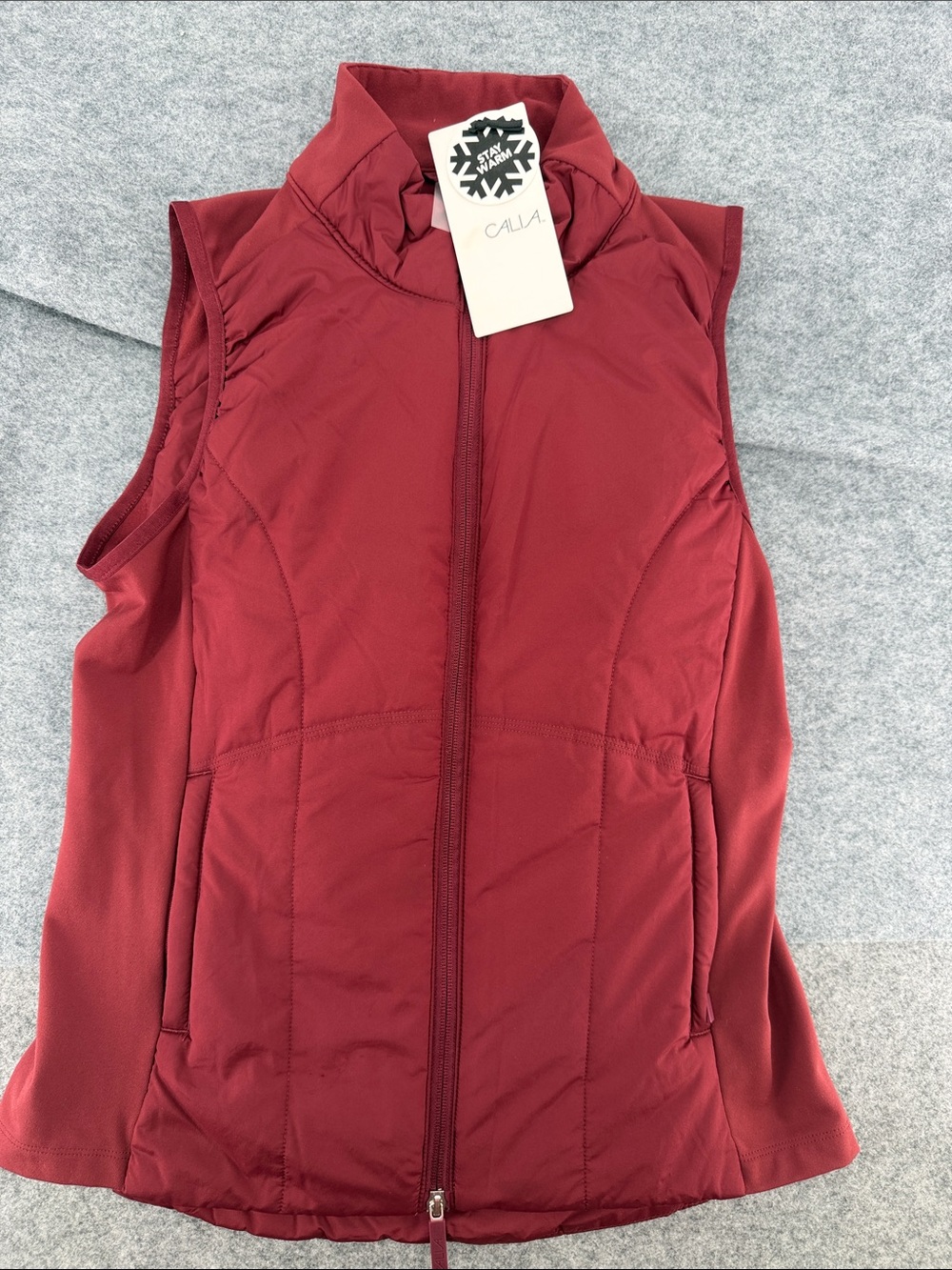 Calia Cold Dash deep merlot UPF 50 full zip up Quilted Sleeveless Vest NWT S